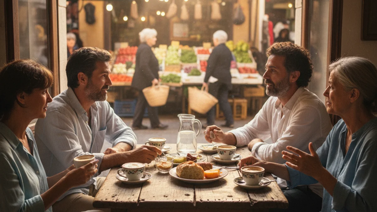 Imatge genèrica d'una trobada informal en una cafeteria amb tasses de cafè sobre la taula.