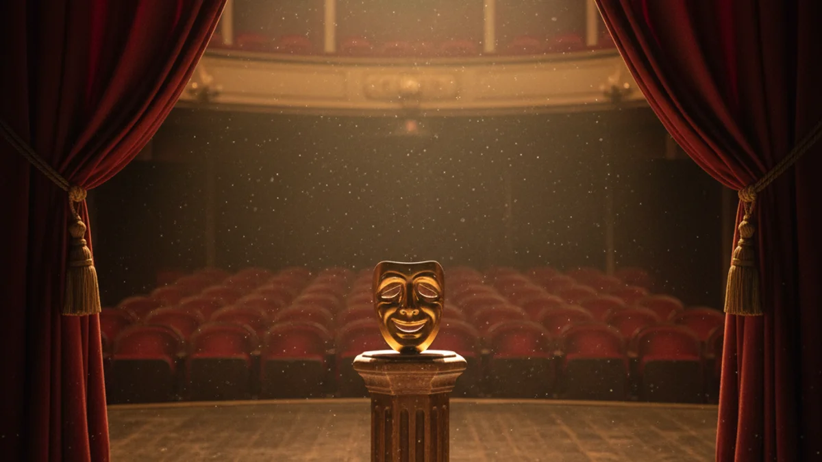 Imatge genèrica d'un escenari teatral amb cortines vermelles i il·luminació càlida.