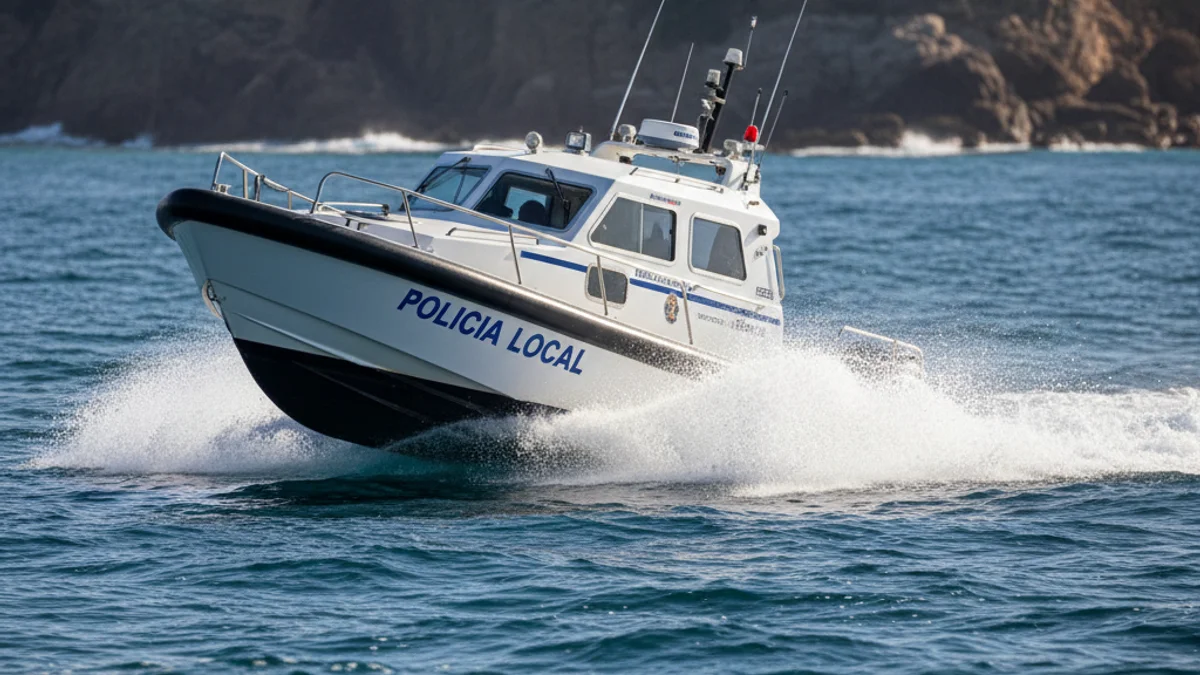 Generic image of a local police boat performing a rescue maneuver at sea.