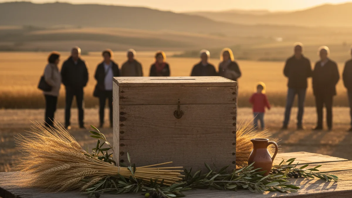 Generic image of a ballot box in a rural setting symbolizing agricultural elections.