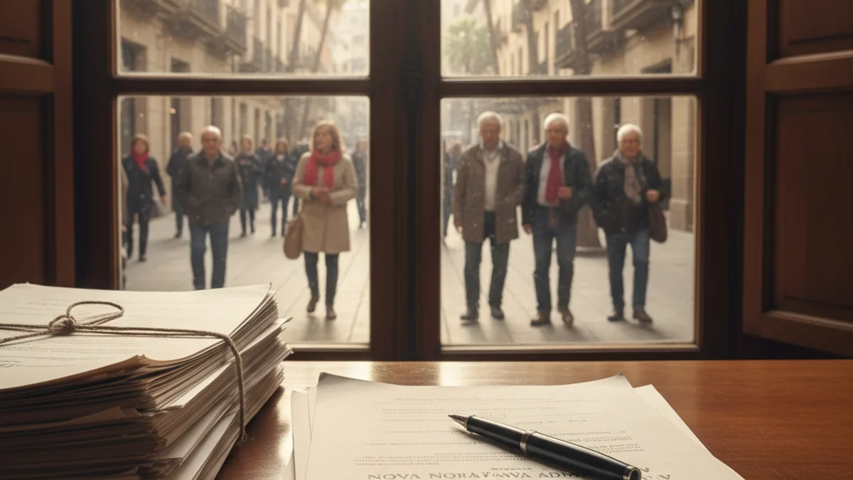 Imatge genèrica d'uns documents oficials sobre una taula en una oficina municipal.