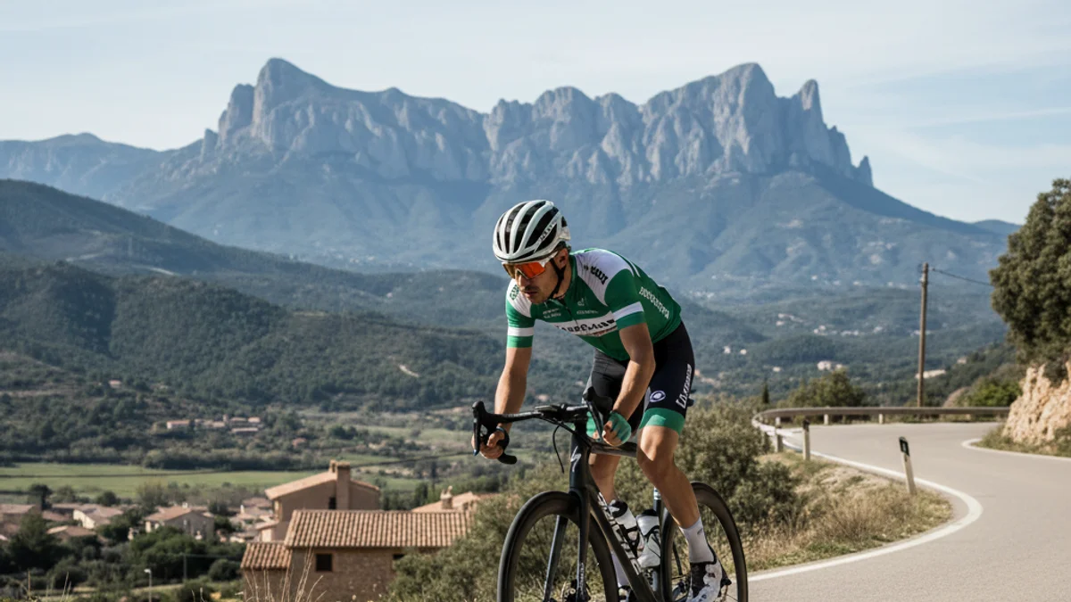 Generic image of a professional cyclist training on the roads of Vallès Occidental.