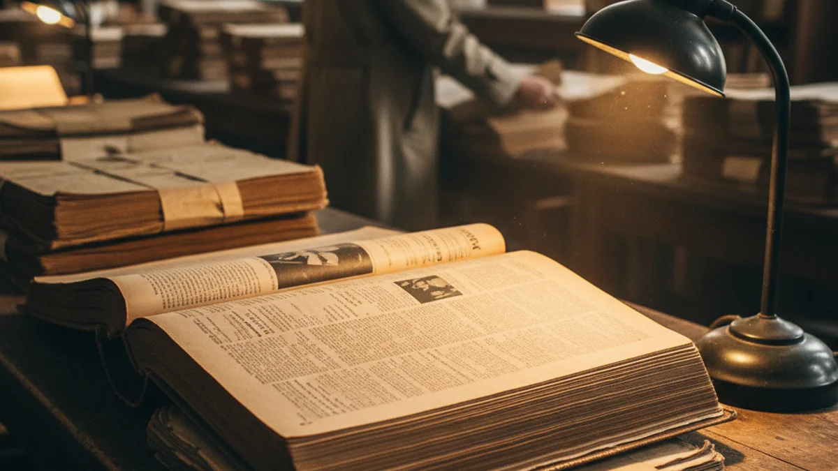 Imatge genèrica d'un arxiu de diaris antics on s'investiguen notícies del passat.