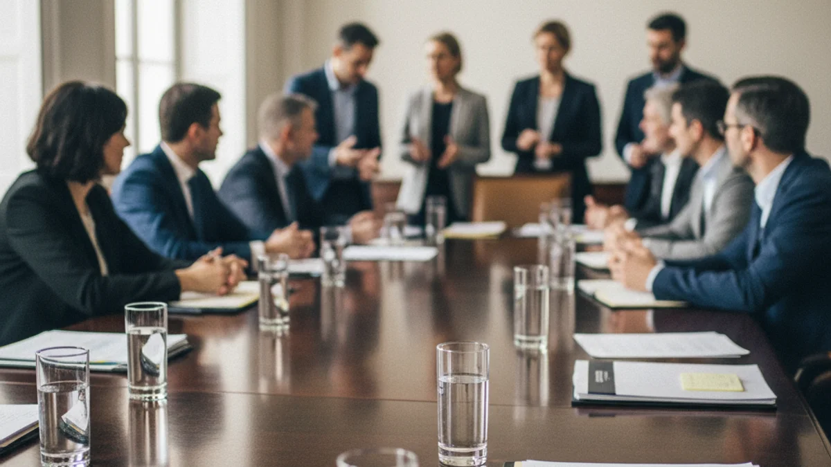 Generic image of a working meeting between institutional and social representatives.