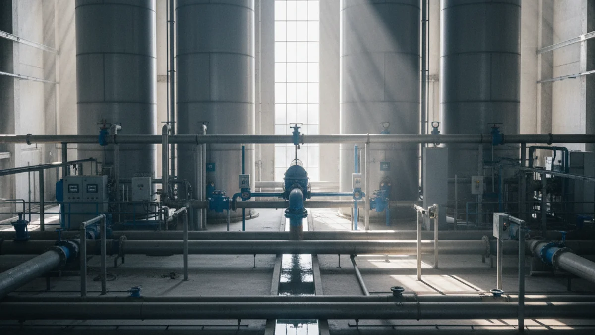 Imatge genèrica de les instal·lacions d'una planta de tractament d'aigües potables.