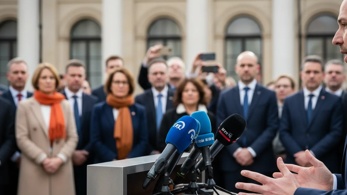 Imatge genèrica d'uns micròfons en un faristol durant una roda de premsa institucional.