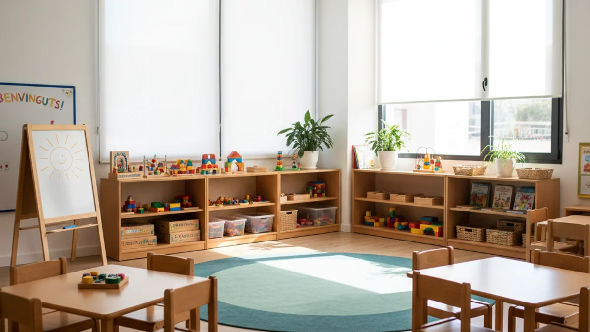 Imatge genèrica de l'interior d'una escola bressol moderna i lluminosa.