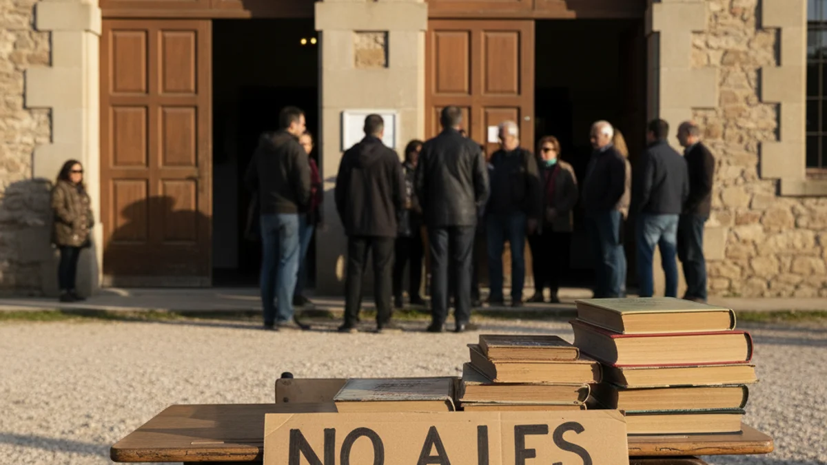 Generic image of the entrance to a secondary education center in a rural setting.
