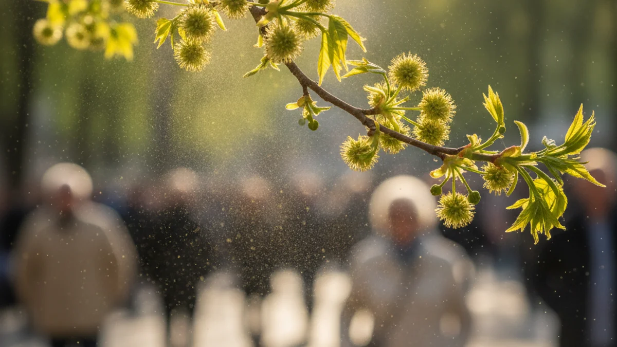 Imatge genèrica d'una branca d'arbre florit alliberant pol·len durant la primavera.
