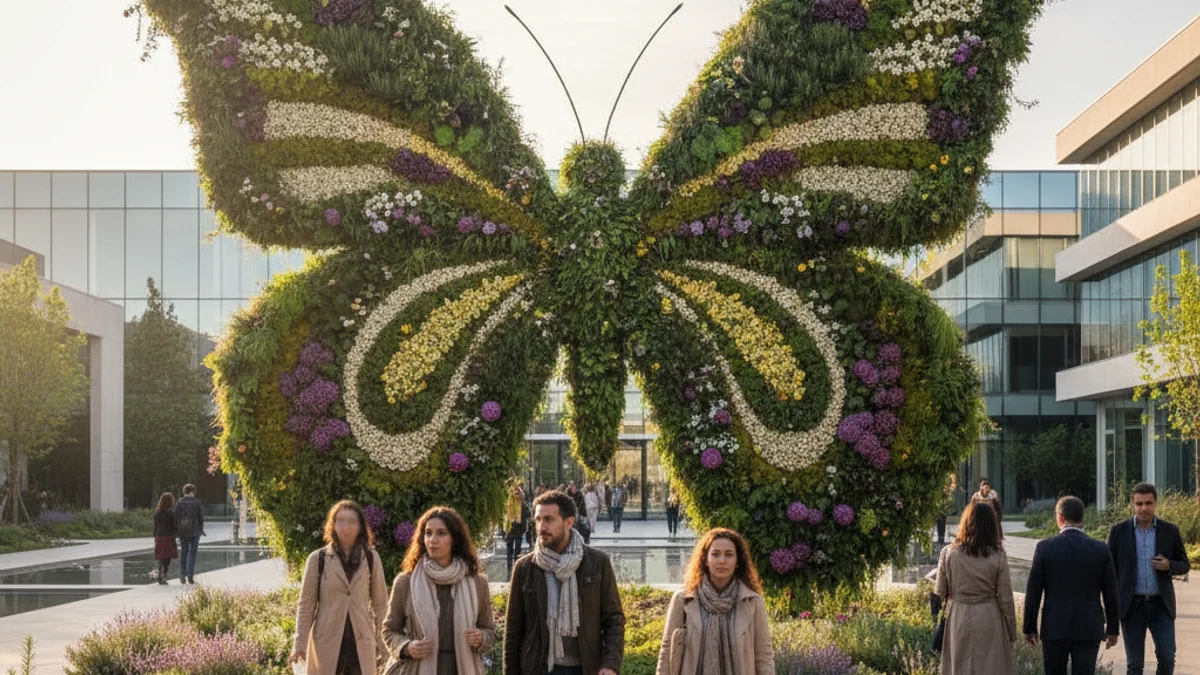 Generic image of a butterfly-shaped plant sculpture with aromatic herbs.
