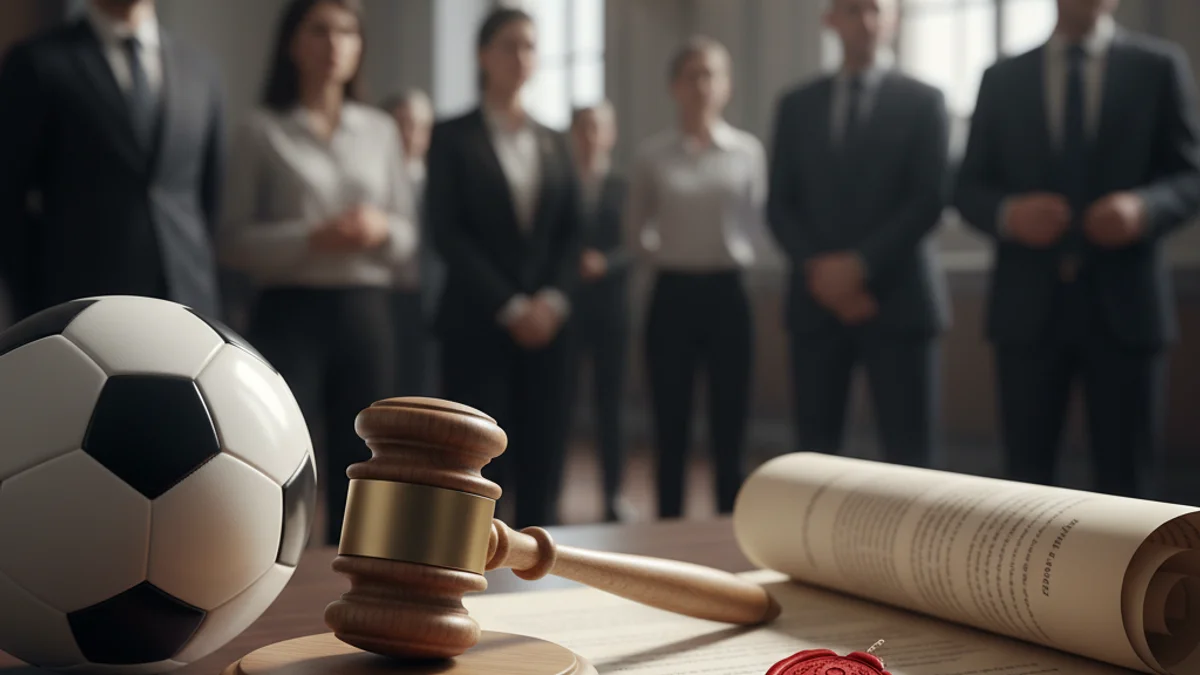 Imagen genérica de un balón de fútbol y un documento oficial sobre una mesa de despacho.