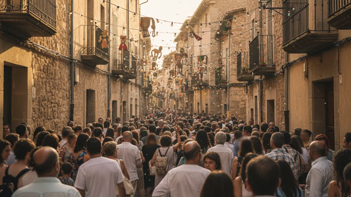 Imatge genèrica d'un carrer engalanat per a una festa major en un poble català.