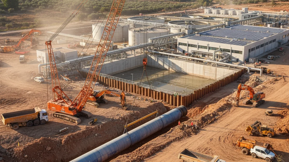 Generic image of the construction of a large drinking water supply infrastructure.