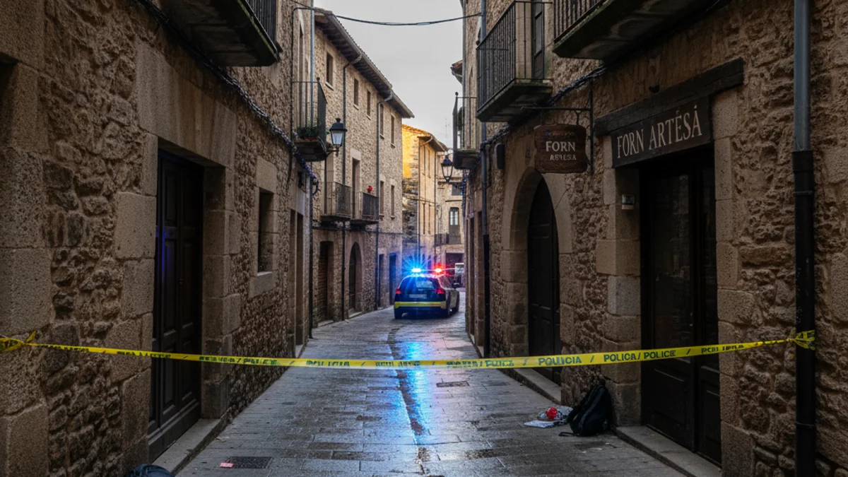 Imatge genèrica d'un carrer amb llums policials blaves en un entorn urbà històric.