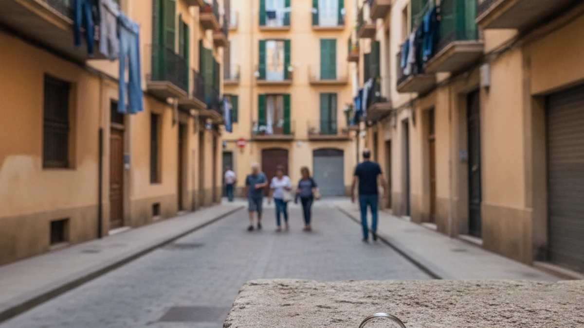 Imatge genèrica d'unes claus d'un apartament davant d'un edifici de vivendes.