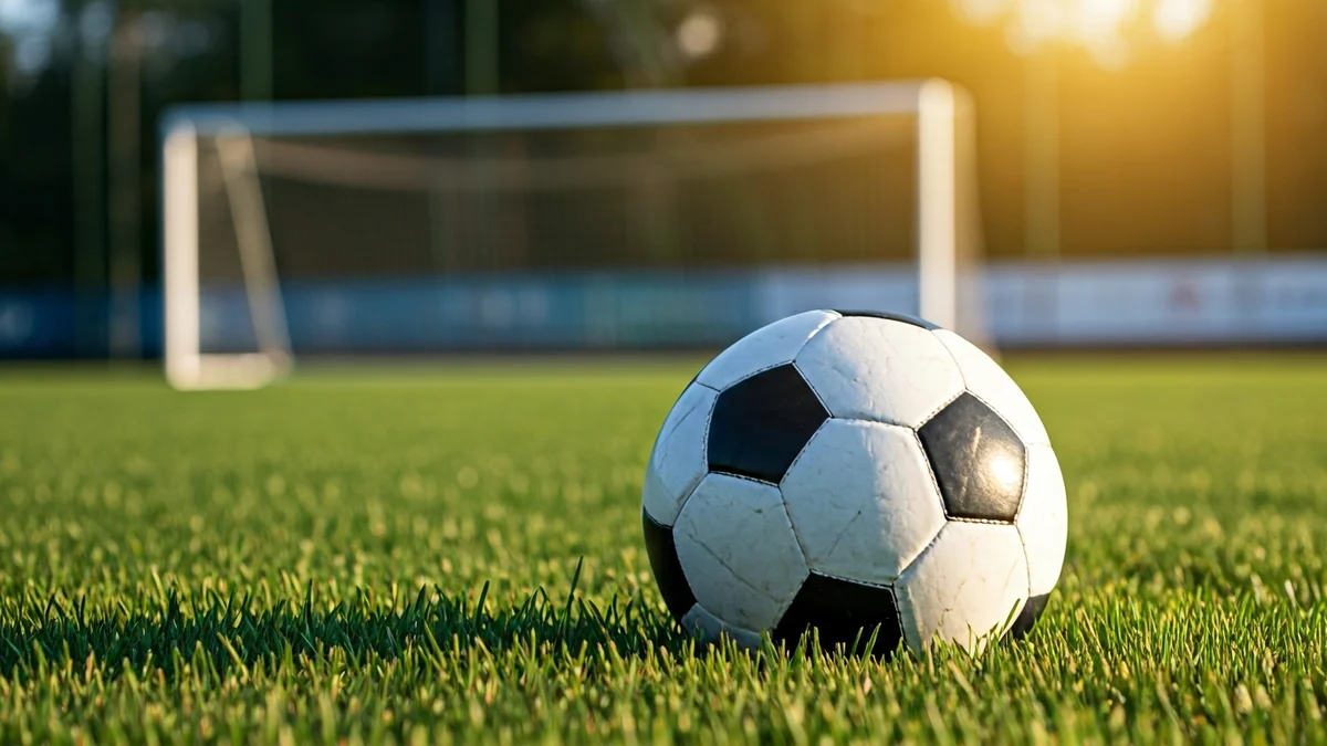 Imatge genèrica d'una pilota de futbol sobre la gespa d'un camp d'entrenament.