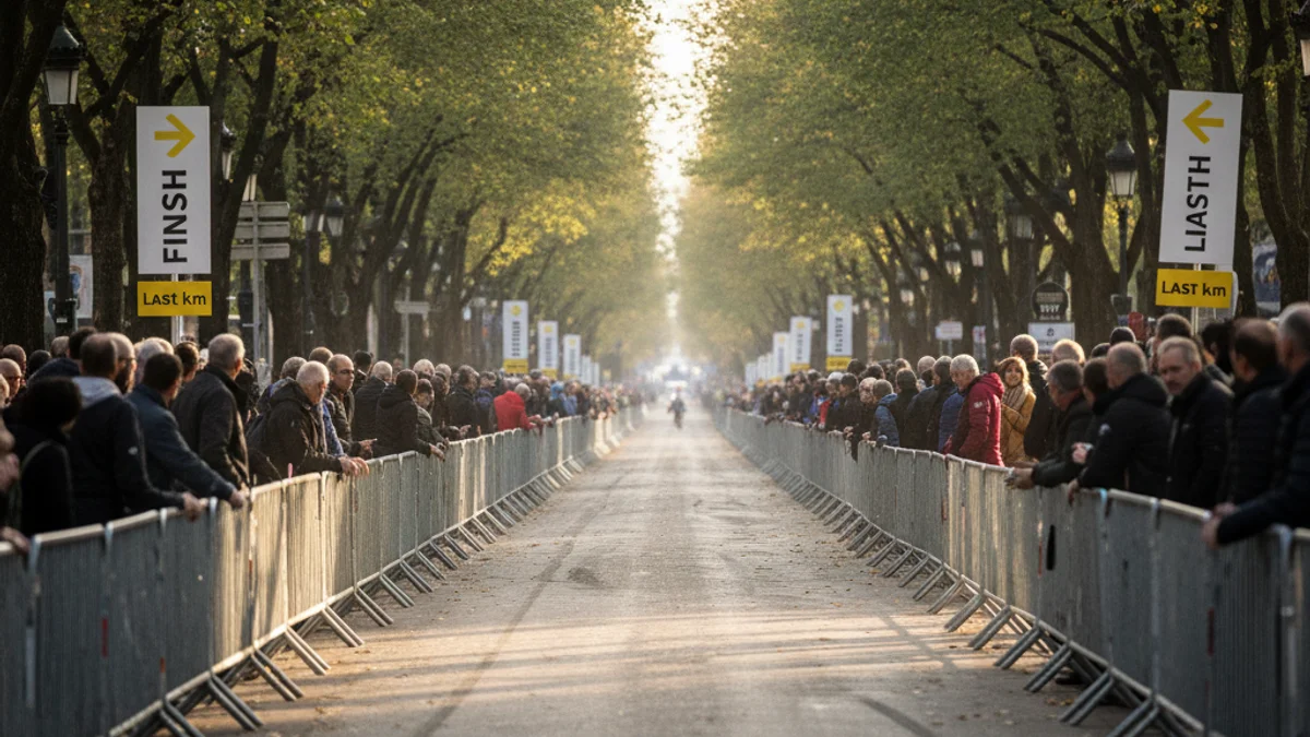 Imatge genèrica d'un carrer preparat amb tanques per a una competició ciclista.