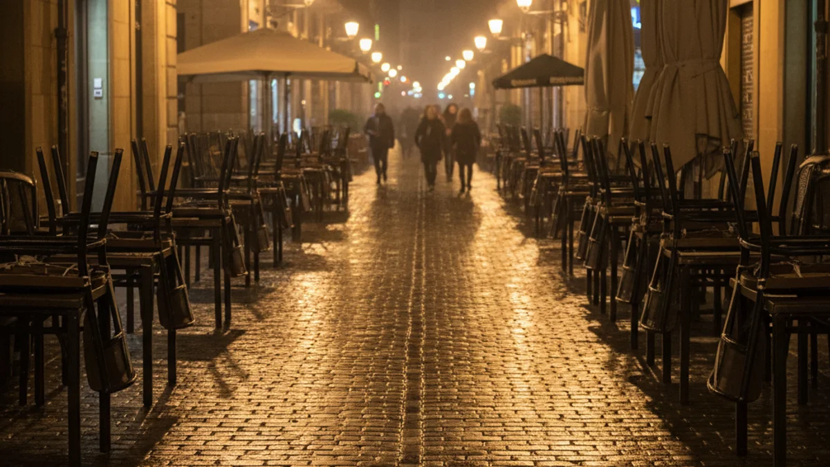 Imatge genèrica d'un carrer buit del barri del Born a Barcelona durant la nit.