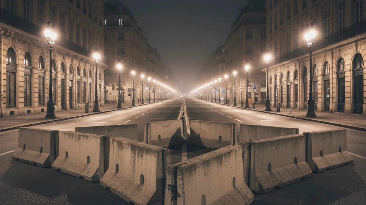 Imatge genèrica de barreres de formigó preparades per tallar el trànsit en un carrer de la ciutat.