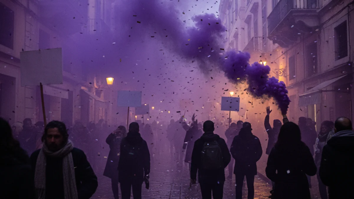 Imatge genèrica d'una concentració multitudinària amb motiu del Dia de les Dones.