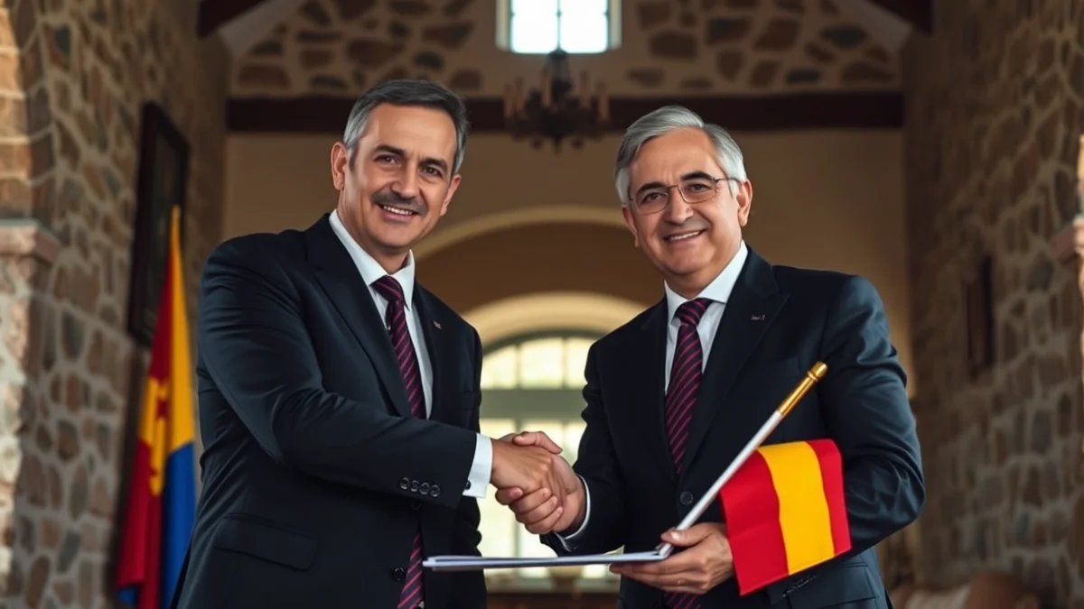 Generic image of two institutional representatives signing a collaboration agreement in a historic room.