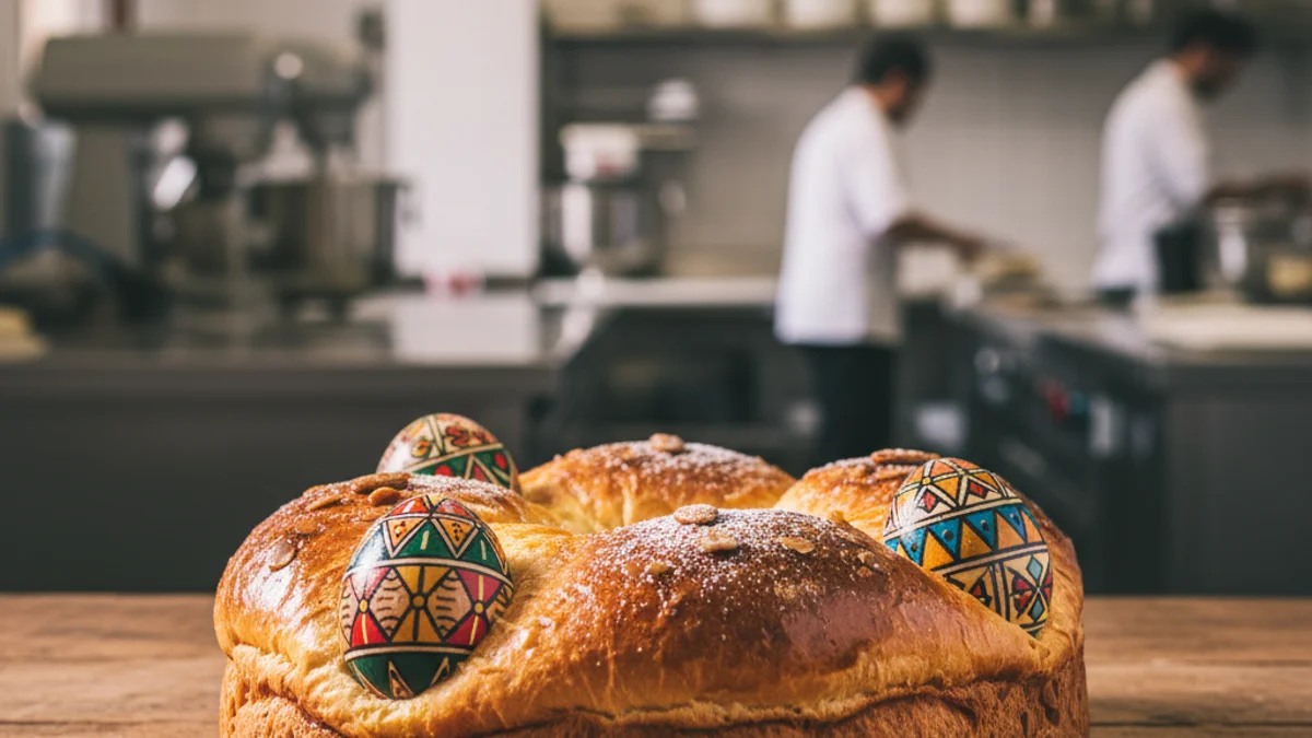Imagen genérica de una mona de Pascua tradicional de brioche con huevos.