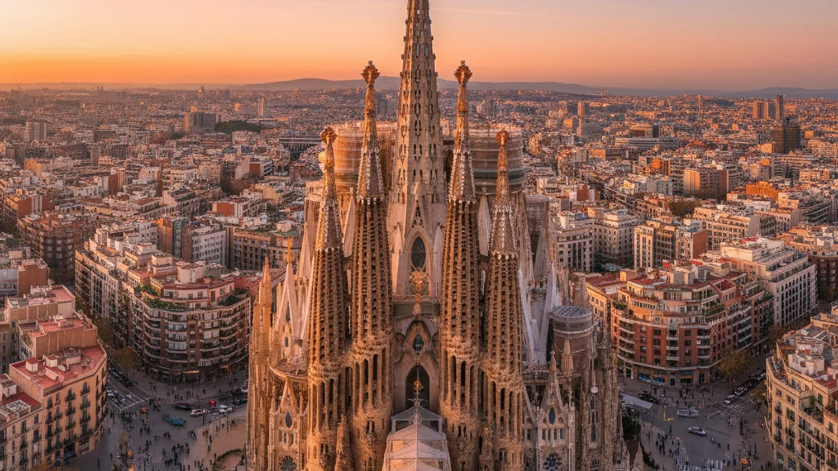 Imatge genèrica de la silueta urbana de Barcelona amb la Sagrada Família destacant en l'horitzó.
