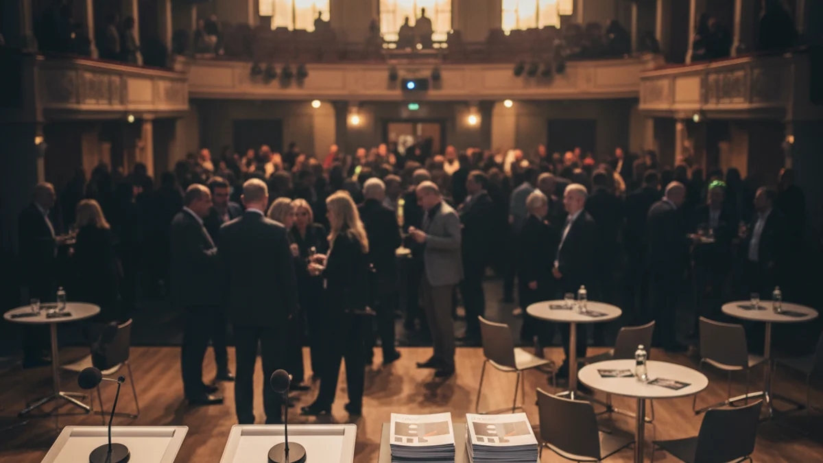 Imatge genèrica d'un espai de fira d'ocupació amb taules per a entrevistes ràpides.