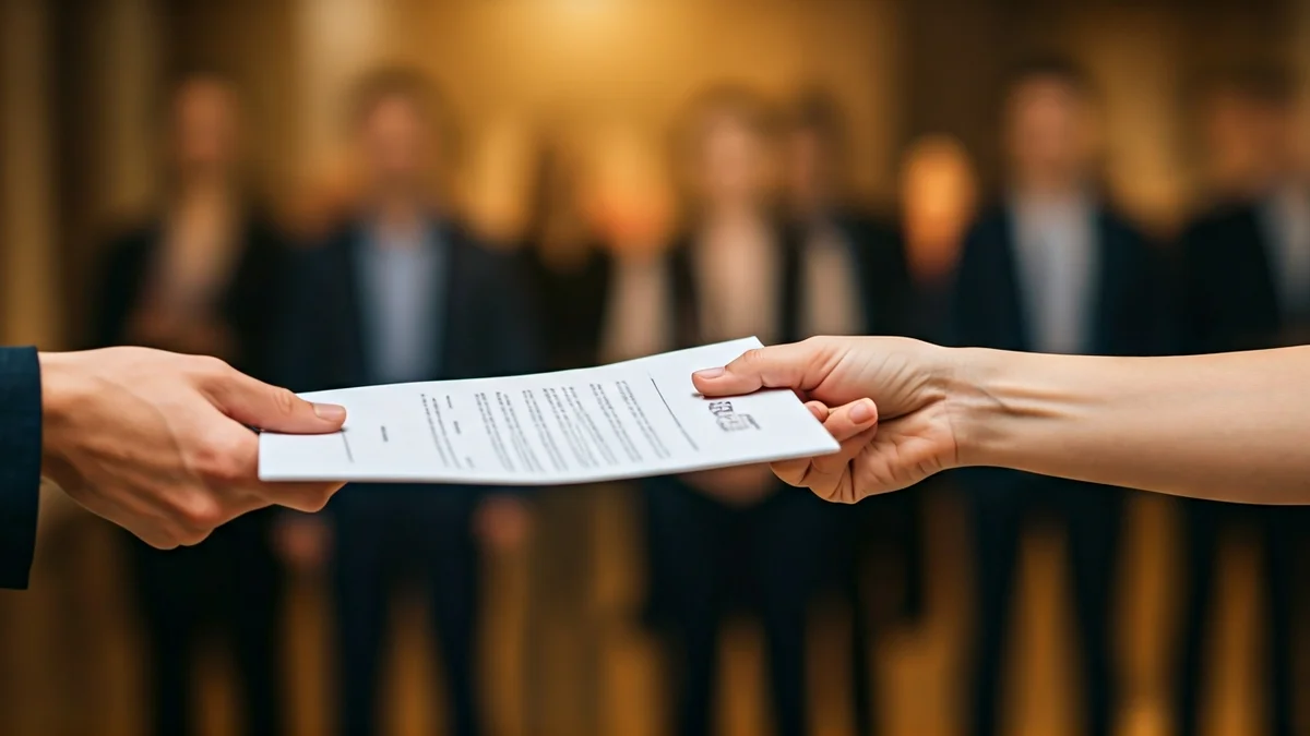 Imatge genèrica d'una mà passant un document, simbolitzant un traspàs de lideratge.