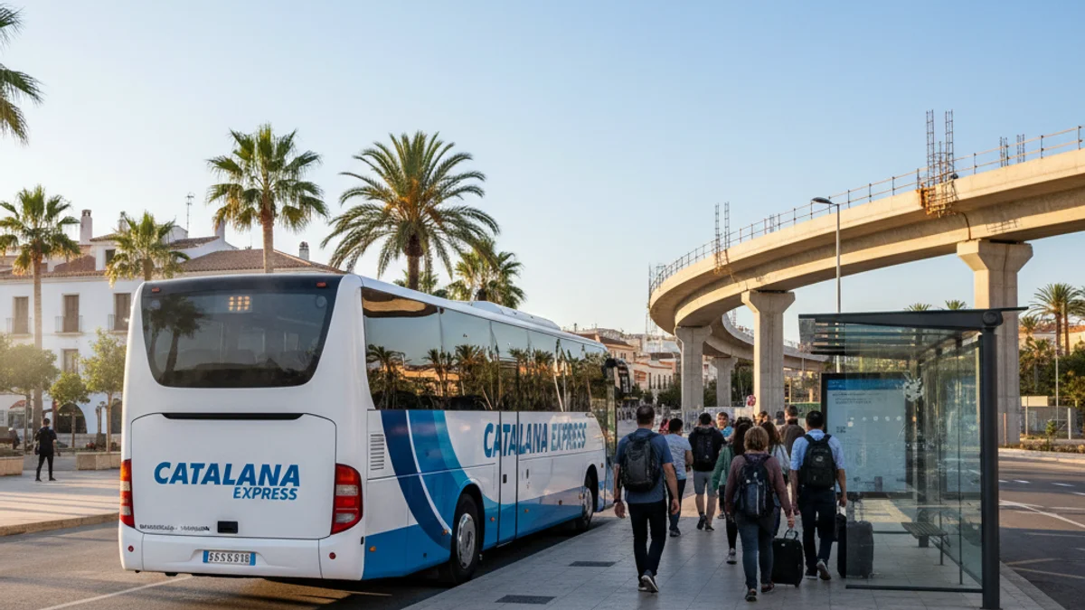 Imagen genérica de un autobús interurbano en una parada durante un día soleado.