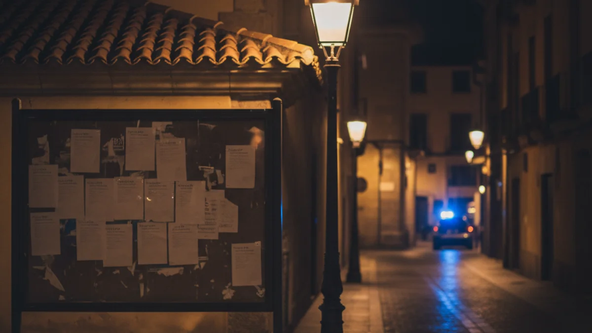 Imatge genèrica d'un carrer de nit amb llums d'emergència difuminats al fons.