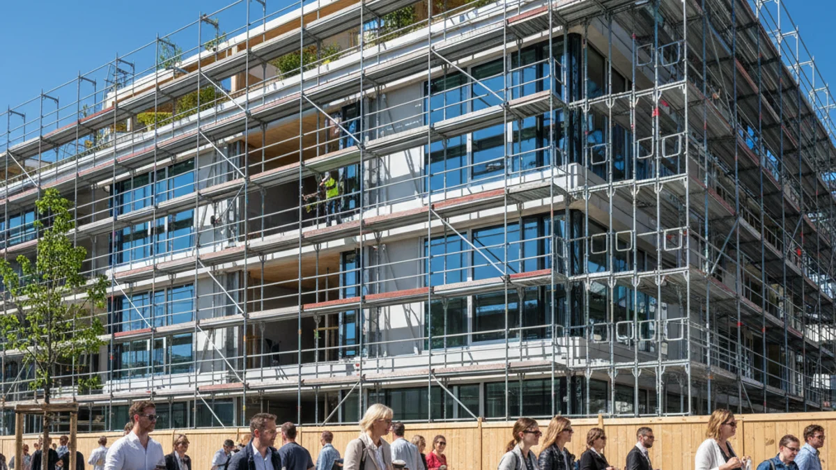 Generic image of the construction works of a modern and sustainable building.