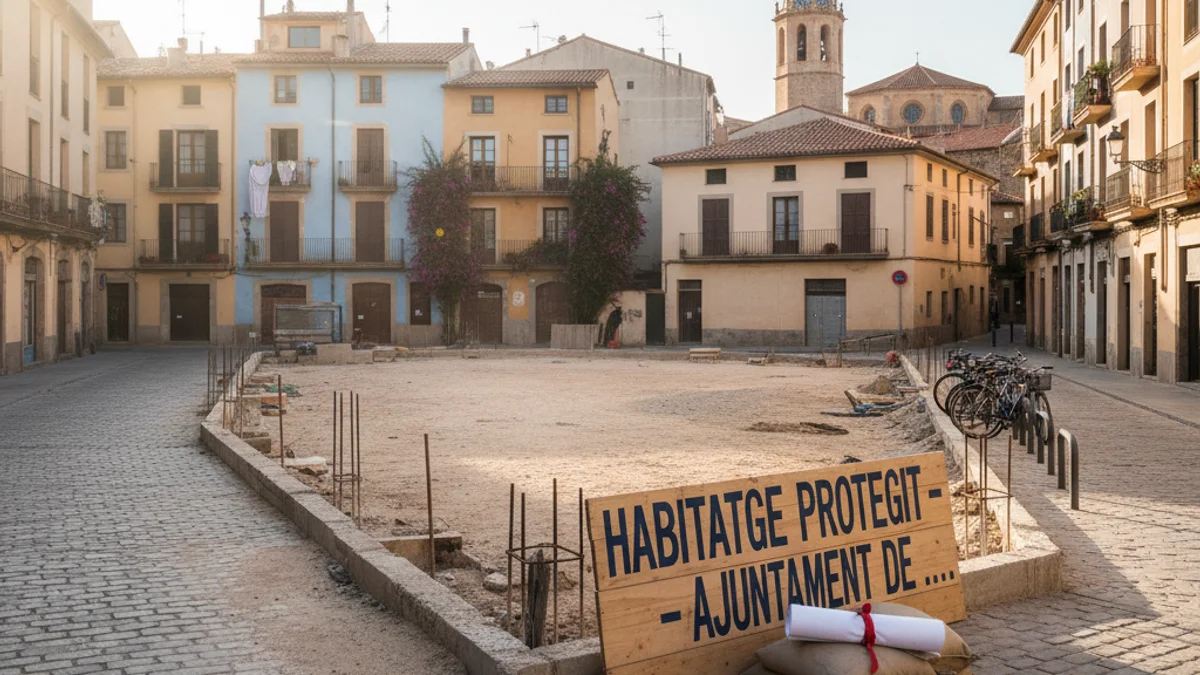 Imatge genèrica d'un solar urbà preparat per a la construcció d'habitatges en un municipi català.