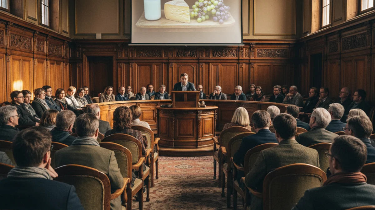 Imatge genèrica d'una sala de conferències on s'exposen elements de la història agrària del Pirineu.