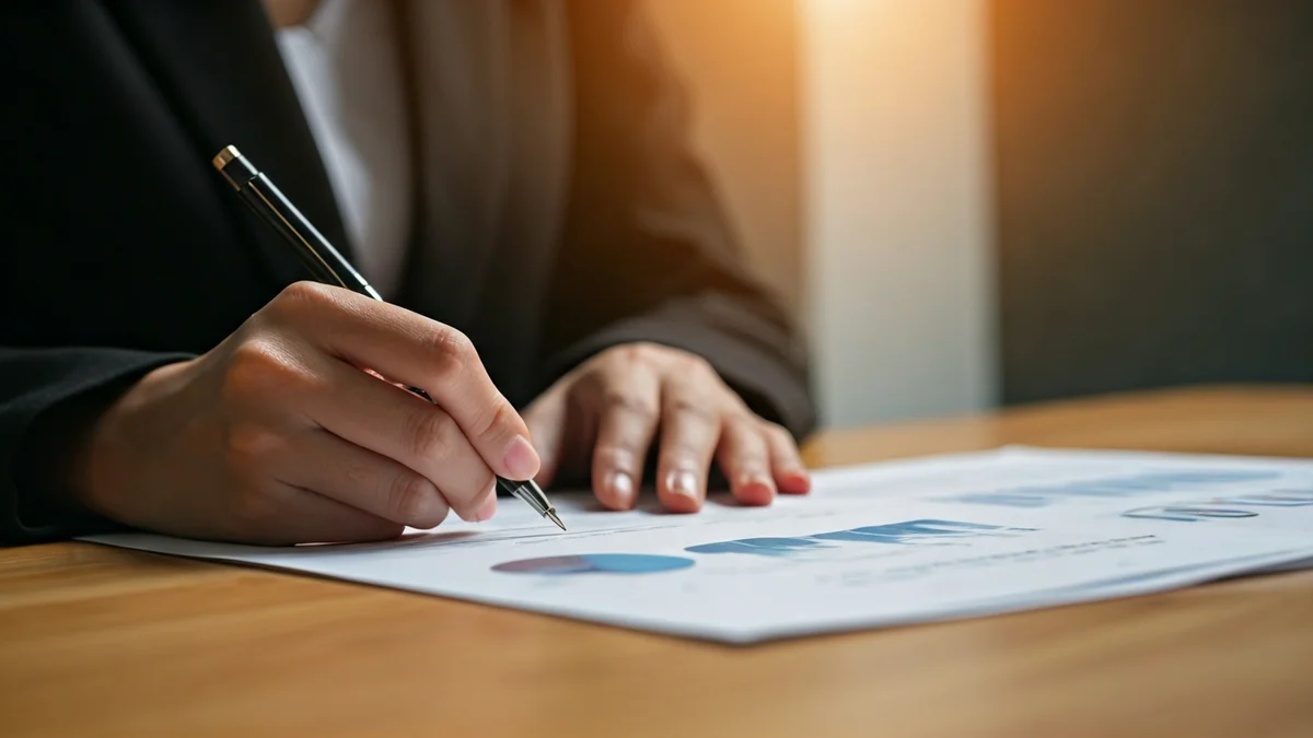 Imatge genèrica d'unes mans signant un document en un entorn d'oficina, simbolitzant la gestió empresarial i la innovació.