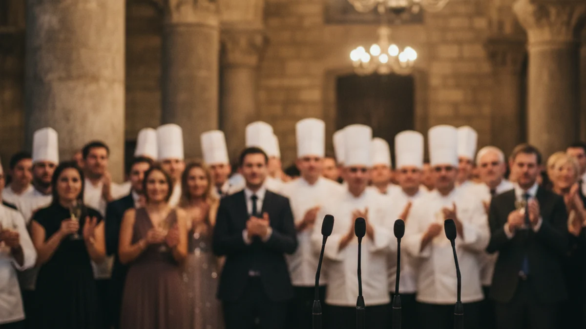 Generic image of a gastronomic awards ceremony in a historic venue.