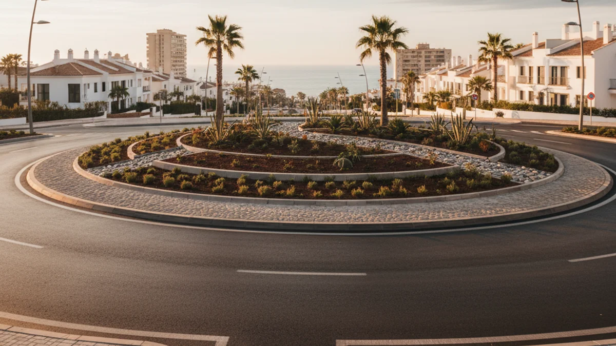 Generic image of an urban roundabout undergoing infrastructure improvements.