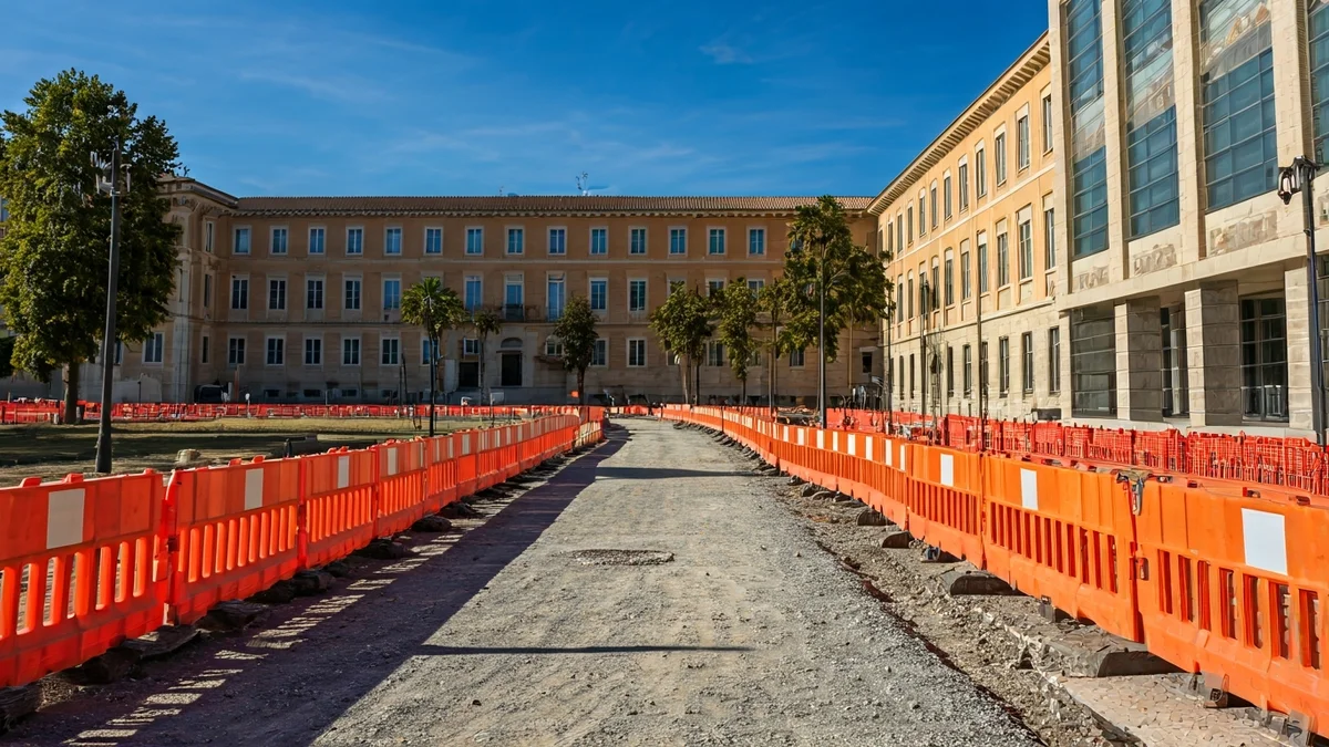 Imatge genèrica d'unes obres de millora d'accessibilitat prop d'un campus universitari