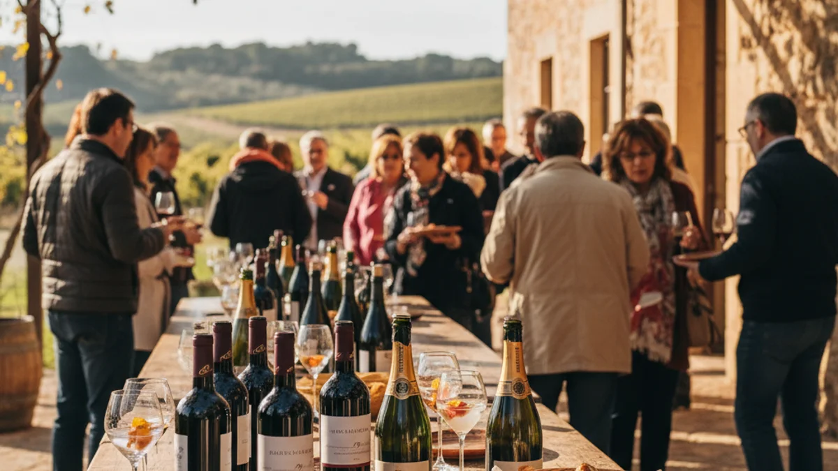 Generic image of a popular celebration at a wine cooperative with product tasting.