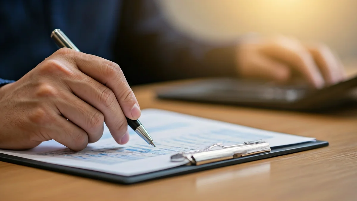 Imatge genèrica d'una mà assenyalant un document de pressupostos municipals.