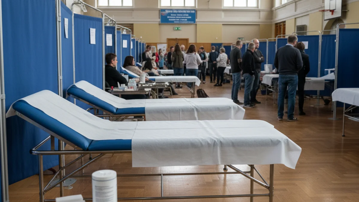 Imatge genèrica d'una sala preparada per a una jornada de donació de sang en un centre educatiu.