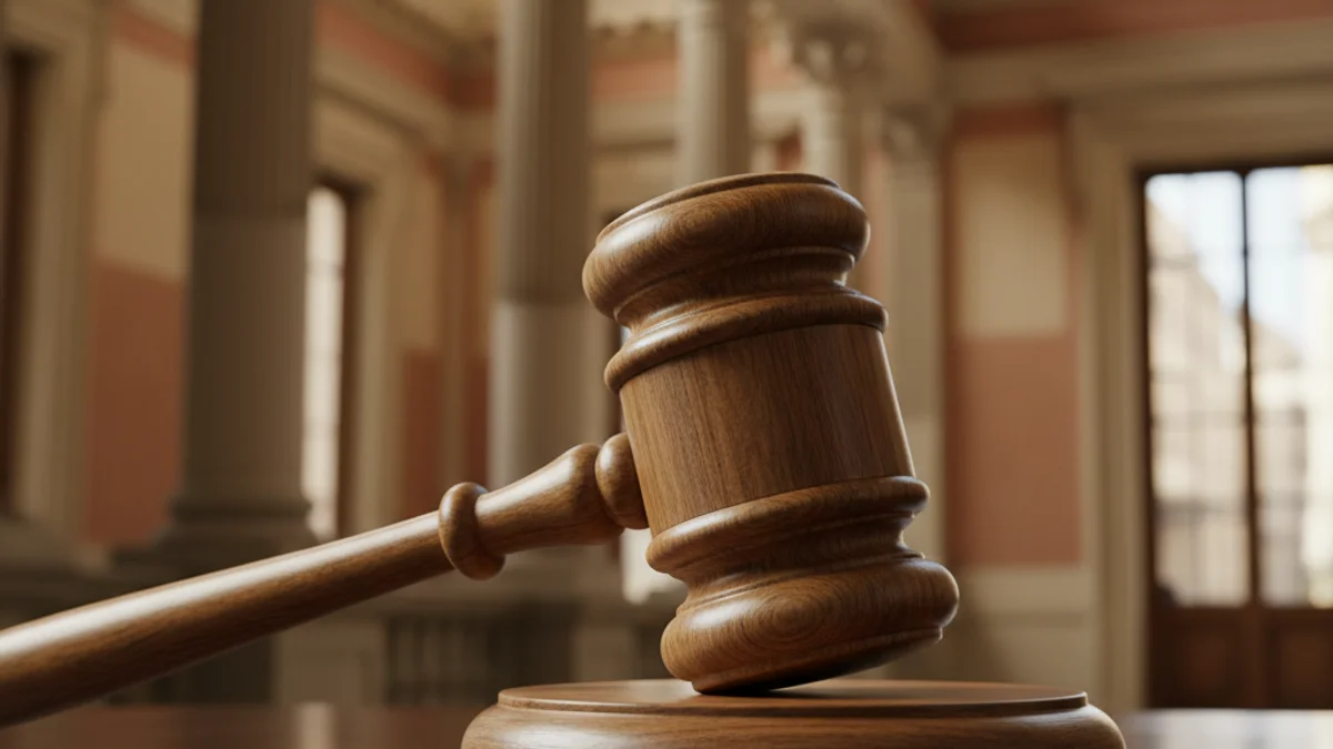 Imatge genèrica d'un mall de fusta en un tribunal de justícia.