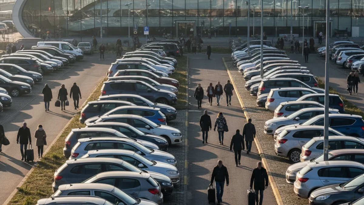 Imatge genèrica de cotxes aparcats en zones no permeses prop d'una estació de tren.