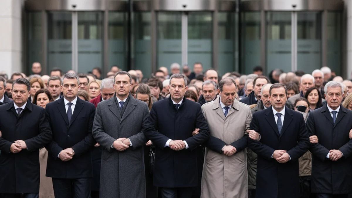 Imatge genèrica d'una concentració de persones davant d'un edifici públic en senyal de protesta.
