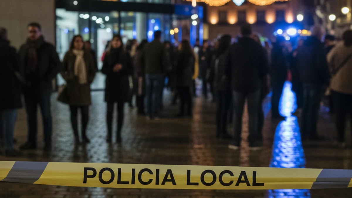 Imatge genèrica d'un cordó policial en un entorn festiu nocturn.