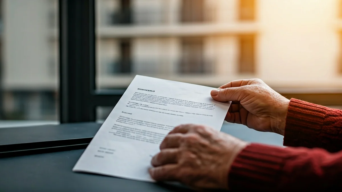 Generic image of an elderly person's hands holding a rental document.