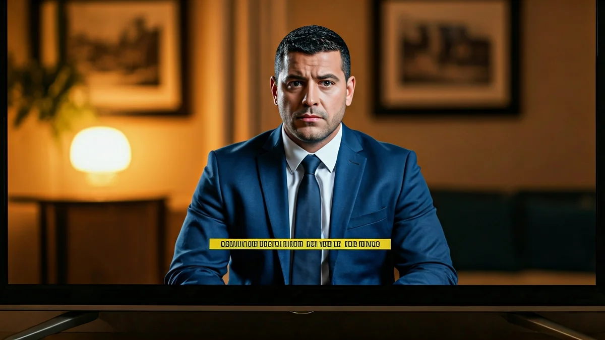 Imatge genèrica d'una pantalla de televisió amb gràfics d'investigació criminal.