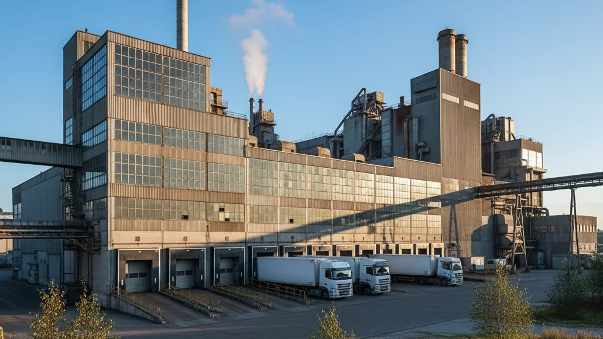 Imatge genèrica d'una planta industrial de fabricació de paper.