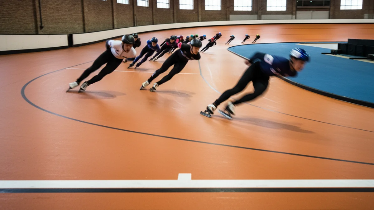 Imatge genèrica d'una pista d'atletisme coberta durant una competició.