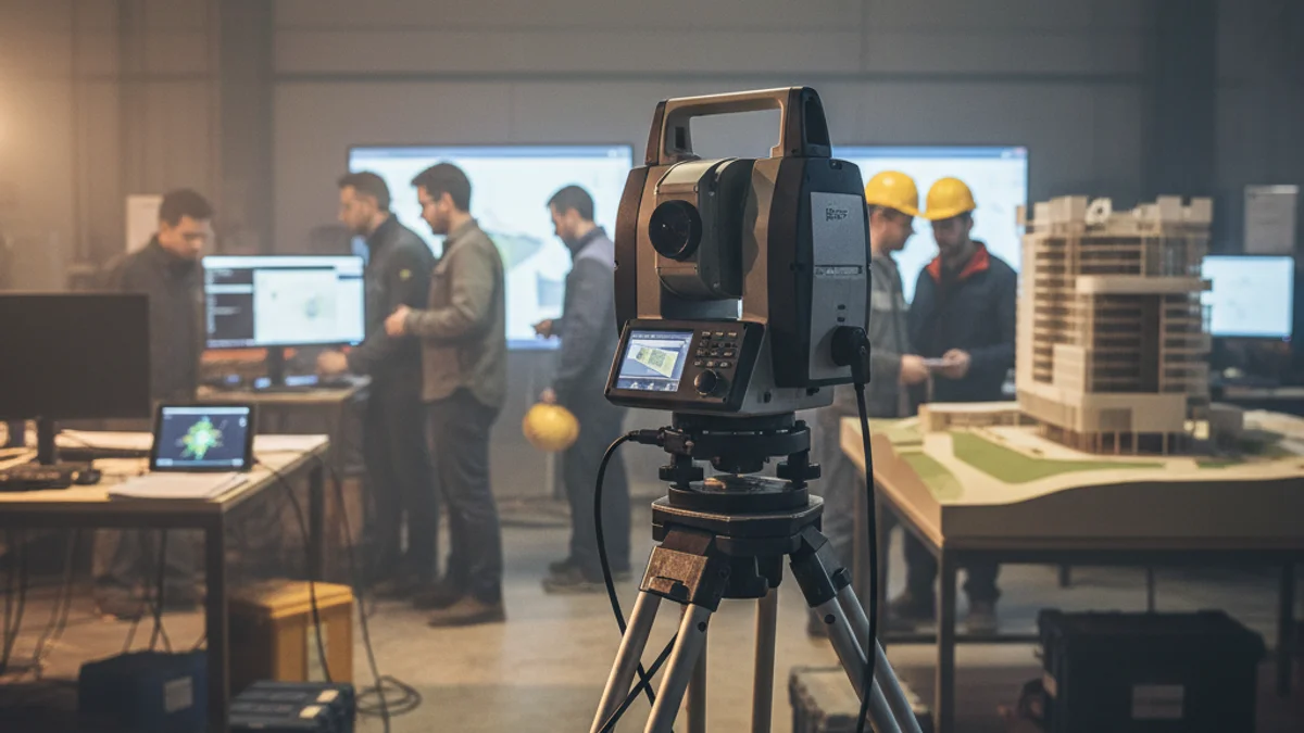 Generic image of digital surveying equipment at a construction site.